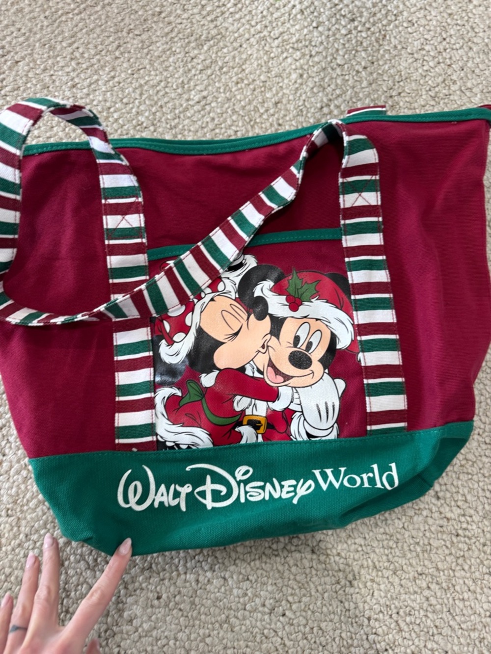 Disney Red & Green Mickey & Minnie Holiday Tote